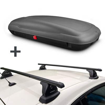 Artplast Dachbox 400 Liter + Nordrive Dachtr&auml;ger Opel Corsa 3-t&uuml;rig Flie&szlig;heck 12/2014 - 08/2019