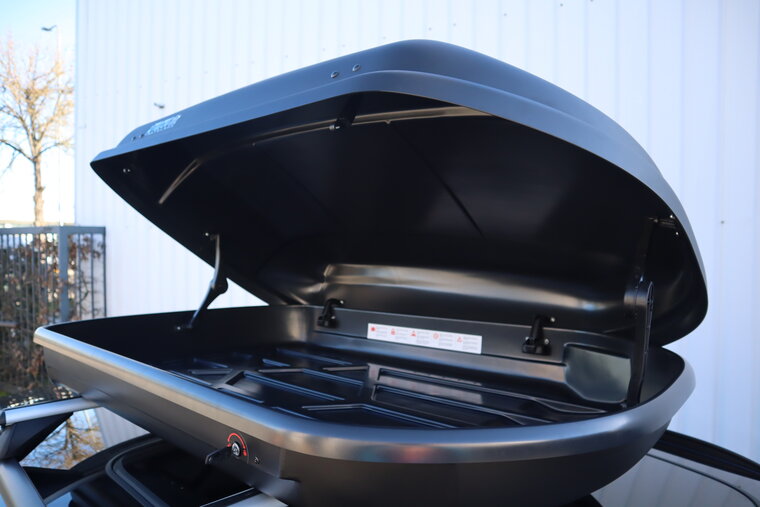 PerfectFit Dachbox 400 Liter + Nordrive Dachtr&auml;ger Renault Twingo Open Air 5-t&uuml;rig Flie&szlig;heck 09/2014 - 06/2019