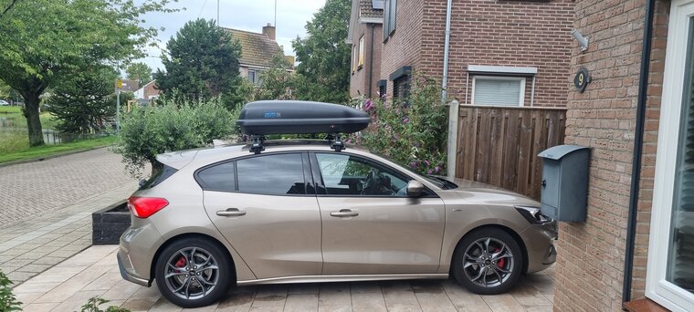 PerfectFit Dachbox 400 Liter + Nordrive Dachtr&auml;ger Renault Twingo Open Air 5-t&uuml;rig Flie&szlig;heck 09/2014 - 06/2019