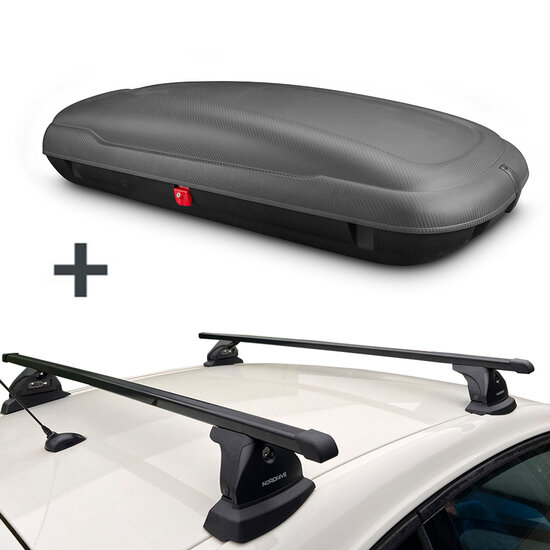 Artplast Dachbox 400 Liter + Nordrive Dachtr&auml;ger Opel Corsa 3-t&uuml;rig Flie&szlig;heck 12/2014 - 08/2019