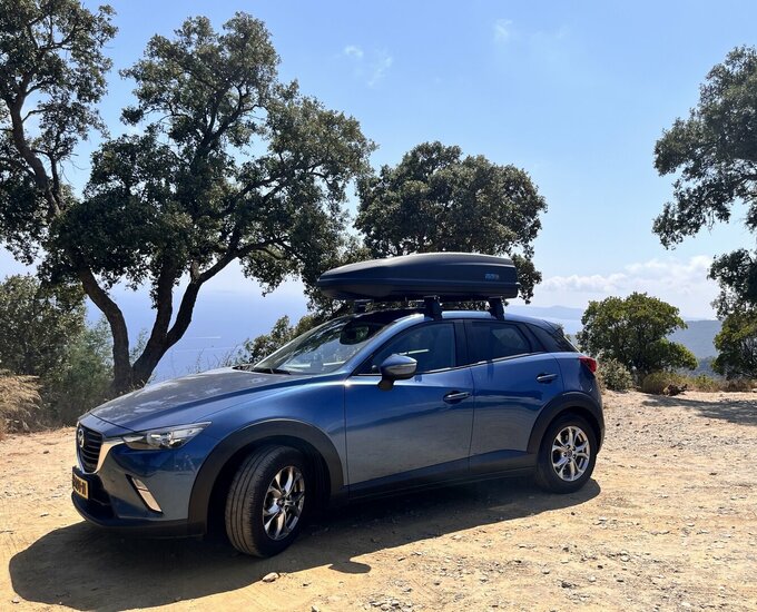 PerfectFit Dachbox 440 Liter + Nordrive Dachtr&auml;ger Lancia Nuova Ypsilon 5-t&uuml;rig Flie&szlig;heck ab 05/2024