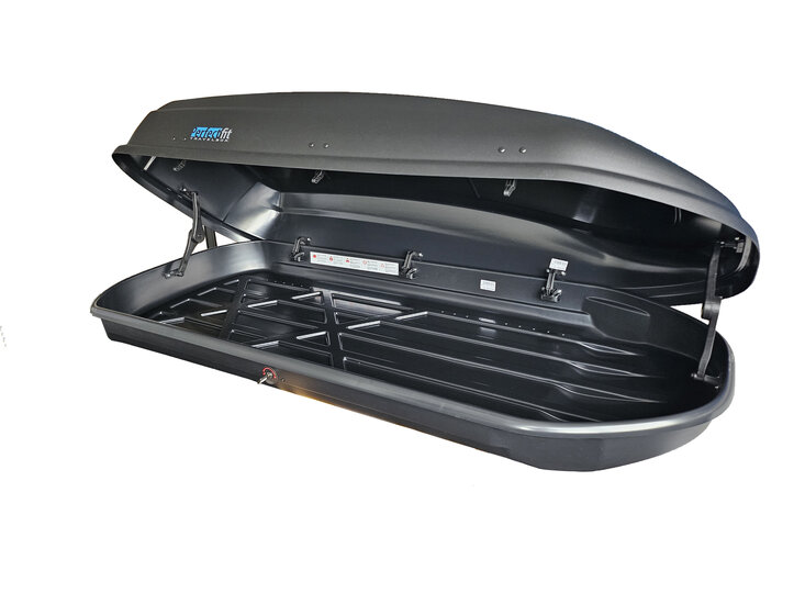 PerfectFit Dachbox 440 Liter + Nordrive Dachtr&auml;ger Audi A3 3-t&uuml;rig Flie&szlig;heck 09/2012 - 11/2019