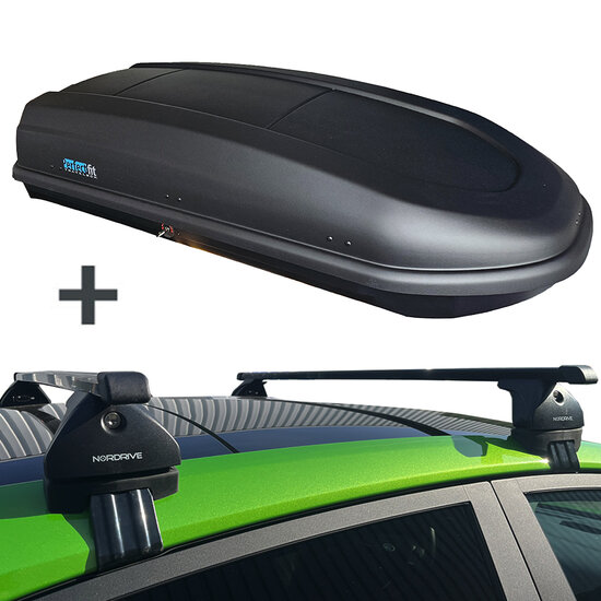 PerfectFit Dachbox 440 Liter + Nordrive Dachtr&auml;ger Skoda Fabia 5-t&uuml;rig Flie&szlig;heck ab 09/2021