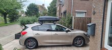 PerfectFit Dachbox 400 Liter + Nordrive Dachtr&auml;ger Renault Twingo Open Air 5-t&uuml;rig Flie&szlig;heck 09/2014 - 06/2019