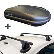 PerfectFit Dachbox 400 Liter + Nordrive Dachtr&auml;ger Hyundai i20 5-t&uuml;rig Flie&szlig;heck 11/2014 - 11/2020